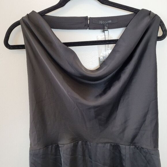 NEW 19 Cooper Black Satin Jumpsuit Halter Neck Cowl Night Out Club Large - Picture 7 of 11